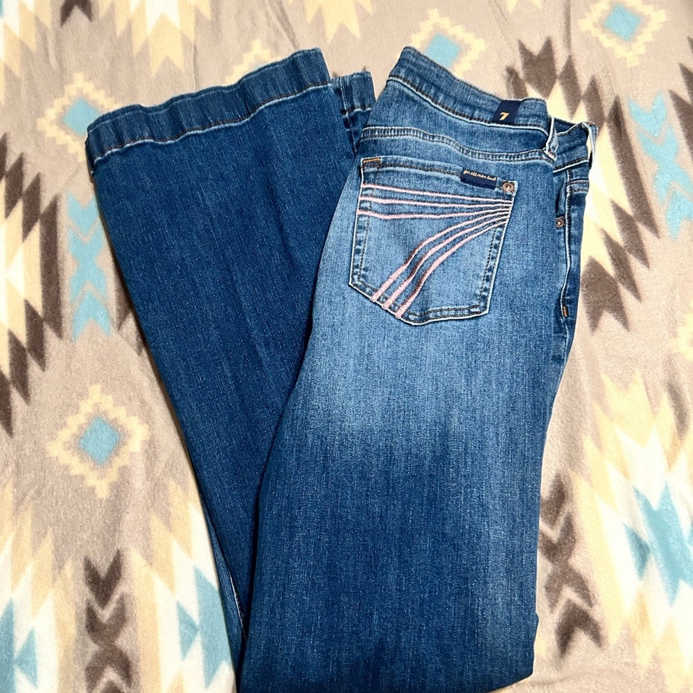 7 For All Mankind Blue Flare & Wide Leg Jeans